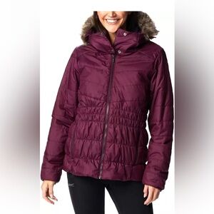 Columbia Woman’s Plum Puffer Jacket with Faux Fur Hood